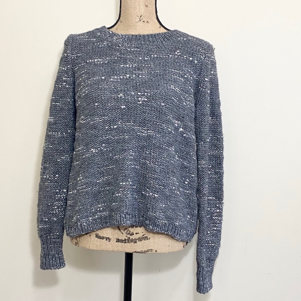 Banana Republic gray metallic open back sweater